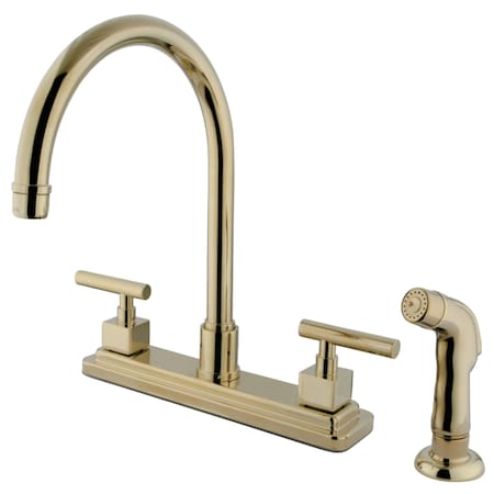 Kingston Brass KS8792CQL Claremont Centerset Kitchen Faucet, Polished Brass KS8792CQL